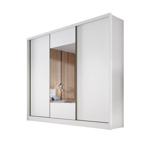 Guarda Roupa Casal Arezzo 3 Portas 4 Gavetas com Espelho Nh Rei de Casa Neve
