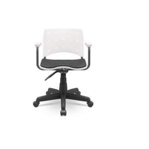 Cadeira Ergoplax Plaxmetal Branca Secretária com Braços Assento Estofado T19 Vinil