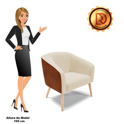 Cadeira Poltrona Stella Corano Nozes com Linho Bege A19 Pés Palito Natural - D'rossi - 6 Cadeira Poltrona Stella Corano Nozes com Linho Bege A19 Pés Palito Natural - D'rossi - 6