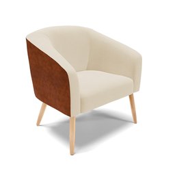 Cadeira Poltrona Stella Corano Nozes com Linho Bege A19 Pés Palito Natural - D'rossi - 1 Cadeira Poltrona Stella Corano Nozes com Linho Bege A19 Pés Palito Natural - D'rossi - 1