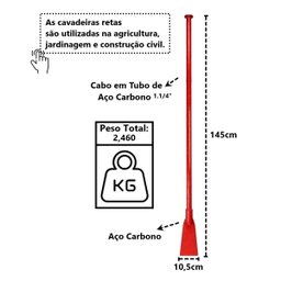 Cavadeira Reta Cabo em Tubo Aço Carbono Abrir Buraco 145cm Minasul - 5