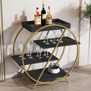 Aparador Barzinho Jb 4009 com Pés de Ferro Preto/dourado - Bechara