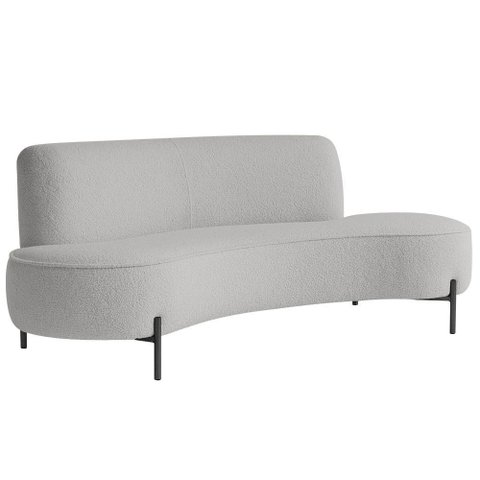 Sofá Orgânico 2 Lugares 150cm Argos Pés Preto Bouclé Cinza Claro - Nexta Casa