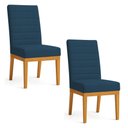 Ver imagem 1 de Kit 2 Cadeiras de Jantar Solana Suede Azul Marinho Base de Madeira - Pallazio