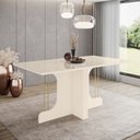 Ver imagem 1 de Mesa de Jantar 8 Lugares 1,5m Tampo Mdf e Vidro Canto Arredondado Mavi Henn