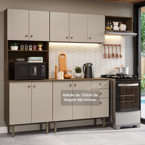 Armário de Cozinha Compacta 235cm Rustic/crema Gourmet Madesa Xc03