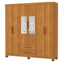 Ver imagem 3 de Guarda-roupa Solteiro Regalle 6 Portas 2 Gavetas com Pés e Espelho Cinamomo - Pnr Móveis
