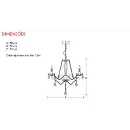 Lustre Candelabro Transparente Baronesa 5 Lâmpadas Avant E14 - 4