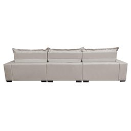 Sofá Retrátil e Reclinável 3.52m com Molas Ensacadas Cama inBox Prime Tecido Linho Bege Claro - 6