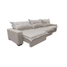 Sofá Retrátil e Reclinável 3.52m com Molas Ensacadas Cama inBox Prime Tecido Linho Bege Claro - 7