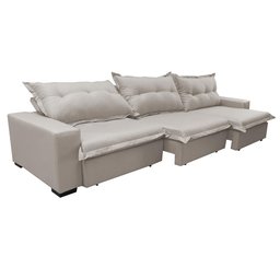 Sofá Retrátil e Reclinável 3.52m com Molas Ensacadas Cama inBox Prime Tecido Linho Bege Claro - 8