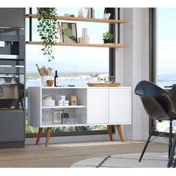 Aparador Branco Retrô Para Sala De Estar 1,20m - 6