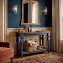 Ver imagem 2 de Aparador Manchester com Prateleira 81 X 132 X 45 Cm (a X L X P) - Cor Azul Petróleo/imbuia Glazer