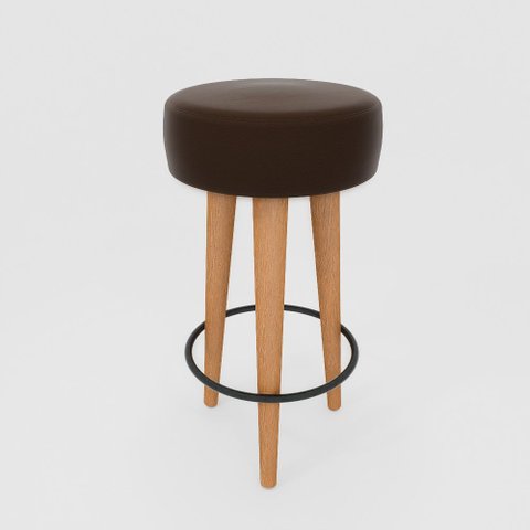 Banqueta Alta Cozinha 70cm Estofada Marrom Café Madeira Maciça Urban
