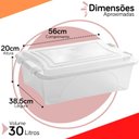 Ver imagem 2 de Caixa Organizadora Branco Transparente Plasvale 30 Litros