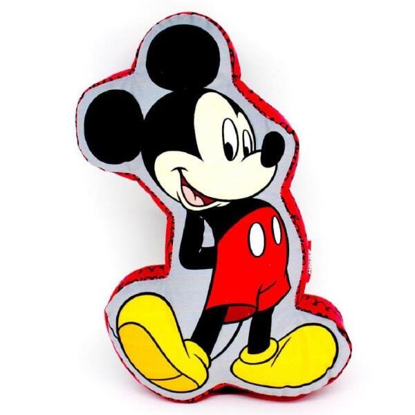 Almofada Mickey Cinza/Vermelha 23 X 34 Cm
