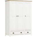 Ver imagem 1 de Guarda Roupa 3p 2g Madeira Maciça 136 Cm 9104 Branco Freijo Milani Store