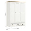 Ver imagem 4 de Guarda Roupa 3p 2g Madeira Maciça 136 Cm 9104 Branco Freijo Milani Store