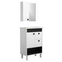 Ver imagem 1 de Conjunto Gabinete de Banheiro Istambul 1 Porta 1 Prateleira MDF - MDP 15mm 60cm Branco com Preto
