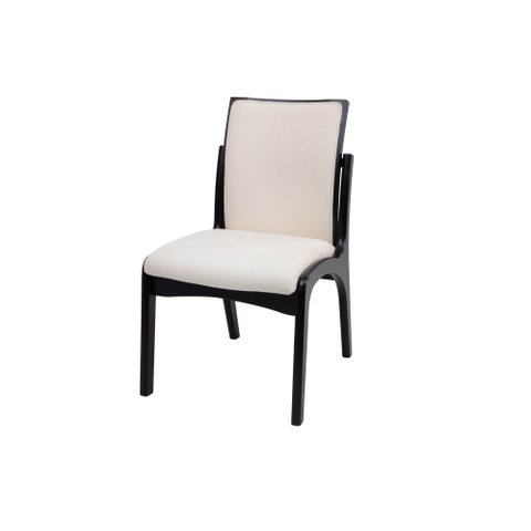 Cadeira de Jantar Madeira Preta Decor Moderna Yumi Madeira:linho Off White