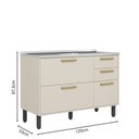 Ver imagem 2 de Balcão Bossa Nova 3 Portas 2 Gavetas MDP 120cm Bege Bertolini