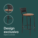 Ver imagem 4 de Kit 4 Banquetas para Balcão Cozinha Gourmet Junco Preto Bancada Ilha Banco 60cm Itagold