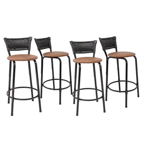 Kit 4 Banquetas para Balcão Cozinha Gourmet Junco Preto Bancada Ilha Banco 60cm Itagold