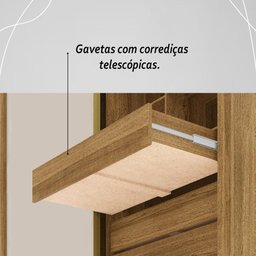 Guarda Roupa Casal 4 Portas 3 Gavetas Pequim - Nature/fendi - 7