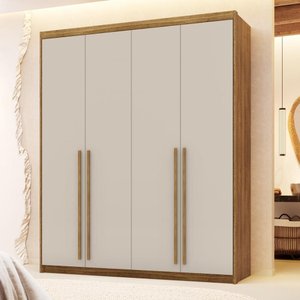 Guarda Roupa Casal 4 Portas 3 Gavetas Pequim - Nature/fendi