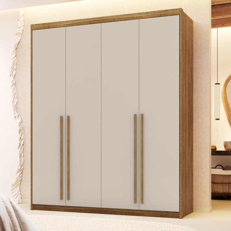 Guarda Roupa Casal 4 Portas 3 Gavetas Pequim - Nature/fendi Guarda Roupa Casal 4 Portas 3 Gavetas Pequim - Nature/fendi