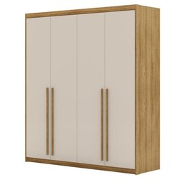 Guarda Roupa Casal 4 Portas 3 Gavetas Pequim - Nature/fendi - 9