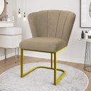 Ver imagem 2 de Kit 4 Cadeira Poltrona Flor Pés Metal Dourado Mesa Jantar Cozinha Cor:capuccino