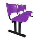 Ver imagem 2 de Longarina 3 Assentos Iso Secretaria Coluna Dupla para Recepção Auditório e Clinicas Coloridas:roxo