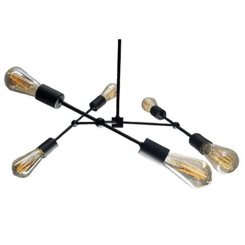 Lustre Sputnik Faces 6 Preto Para Modernizar Sala De Jantar