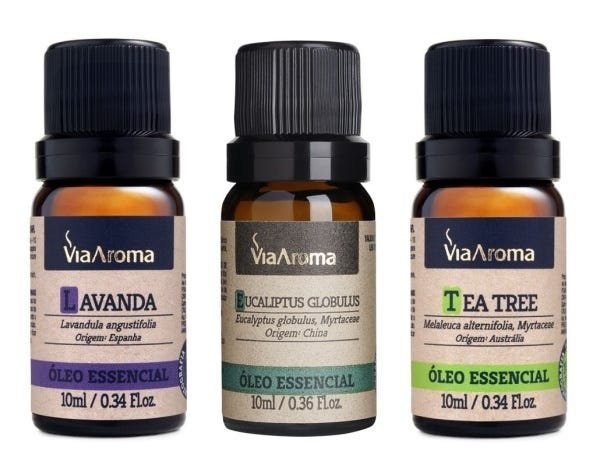 Kit Óleos Essenciais Tea Tree Melaleuca Eucalipto Lavanda - 1