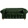 Conjunto Sofás 2 e 3 Lugares Chesterfield Luís Xv Vintage Retrô Capitonê Couro Verde - 3
