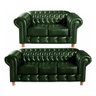 Conjunto Sofás 2 e 3 Lugares Chesterfield Luís Xv Vintage Retrô Capitonê Couro Verde - 1