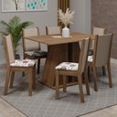Ver imagem 1 de Conjunto Sala de Jantar Mesa Tampo de Madeira 6 Cadeiras Rustic/hibiscos Wendy Madesa