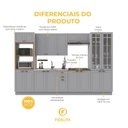 Ver imagem 5 de Armário de Cozinha Modulada Completa Fidelitá Nara 100% MDF 6 Peças 350cm 18 Portas 2 Gavetas sem