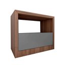 Ver imagem 1 de Mesa de Cabeceira 67cm Gaveta e Nicho Noc. 100% Mdf Casa Lar Cor:nogueira Cadiz com Cinza Sagrado