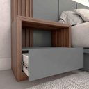 Ver imagem 4 de Mesa de Cabeceira 67cm Gaveta e Nicho Noc. 100% Mdf Casa Lar Cor:nogueira Cadiz com Cinza Sagrado
