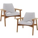 Ver imagem 1 de Kit 02 Poltronas Decorativa Living Base Madeira Becker L02 Linho Cinza