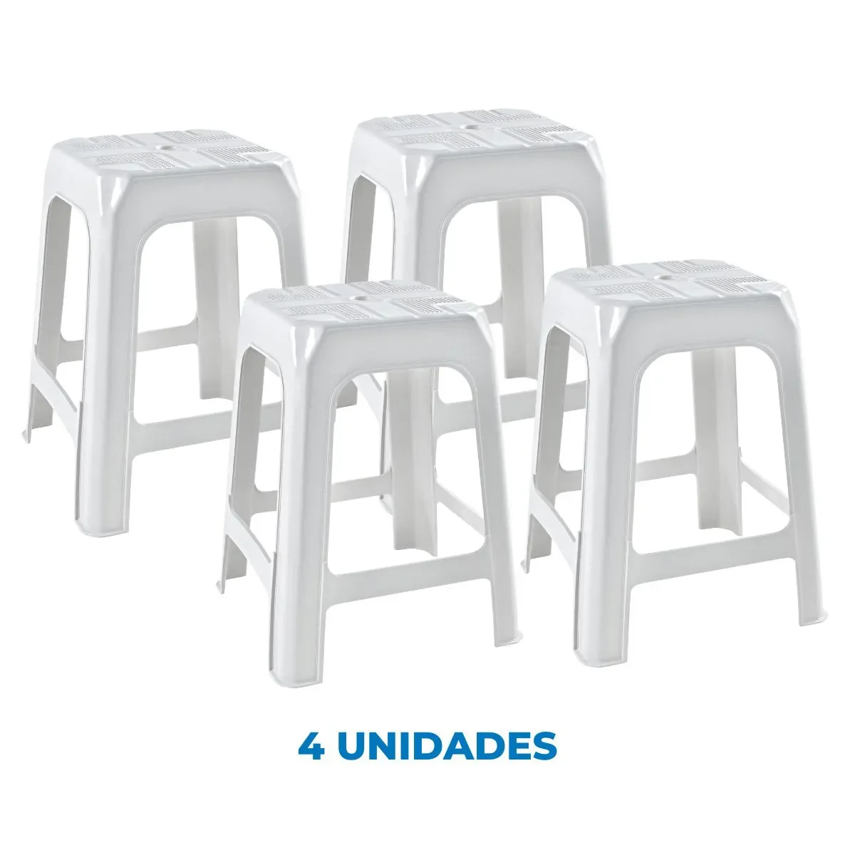 Kit com 4 Banquetas Branca Reforçadas - 2