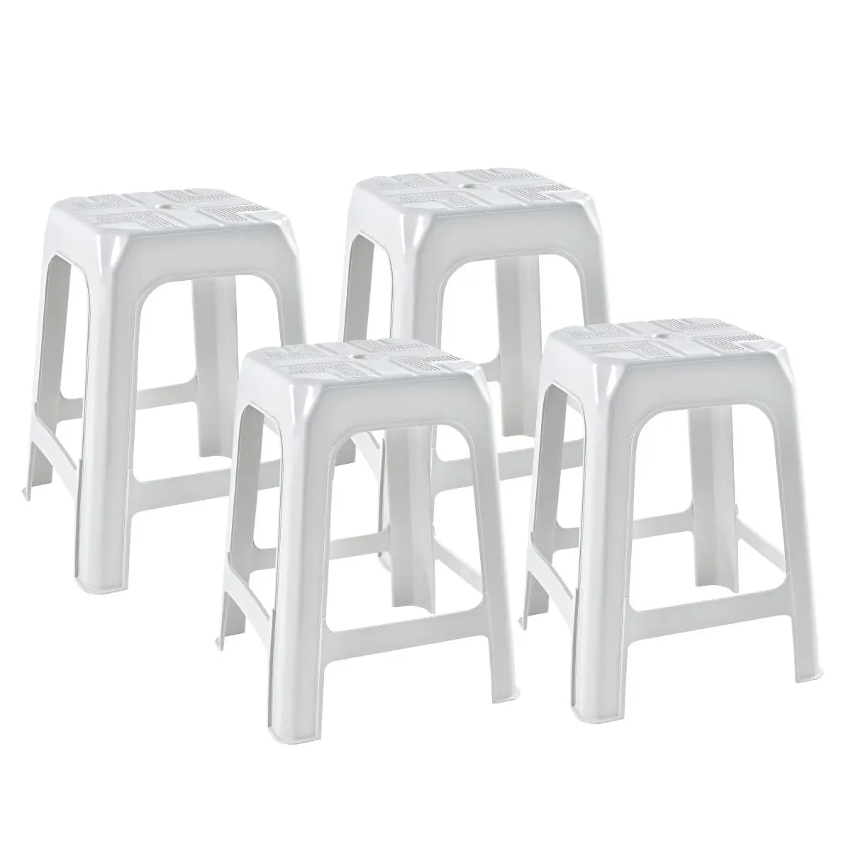 Kit com 4 Banquetas Branca Reforçadas - 1