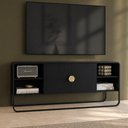 Ver imagem 4 de Rack para Sala de Estar TV 55 pol Industrial Orgânico Alek A03 Nero Preto - Lyam Decor