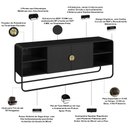 Ver imagem 5 de Rack para Sala de Estar TV 55 pol Industrial Orgânico Alek A03 Nero Preto - Lyam Decor