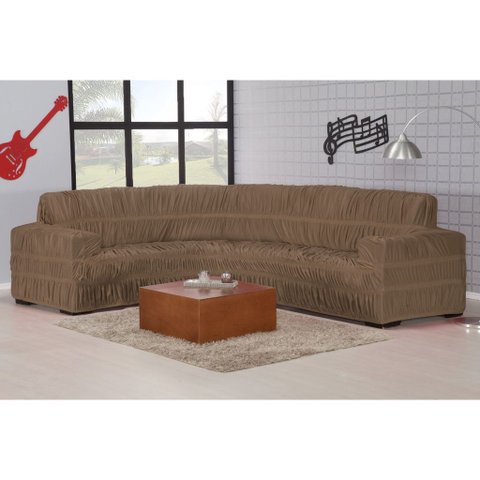 Capa para Sofá de Canto 5 e 6 Lugares - Caqui