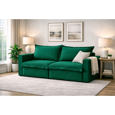 Sofá Cama Paris Retrátil e Reclinável em Linho Sofatec Verde
