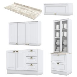 Cozinha Completa Americana 4 Peças Branco com Cristaleira - Móveis Henn - 3