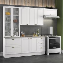Cozinha Completa Americana 4 Peças Branco com Cristaleira - Móveis Henn - 2
